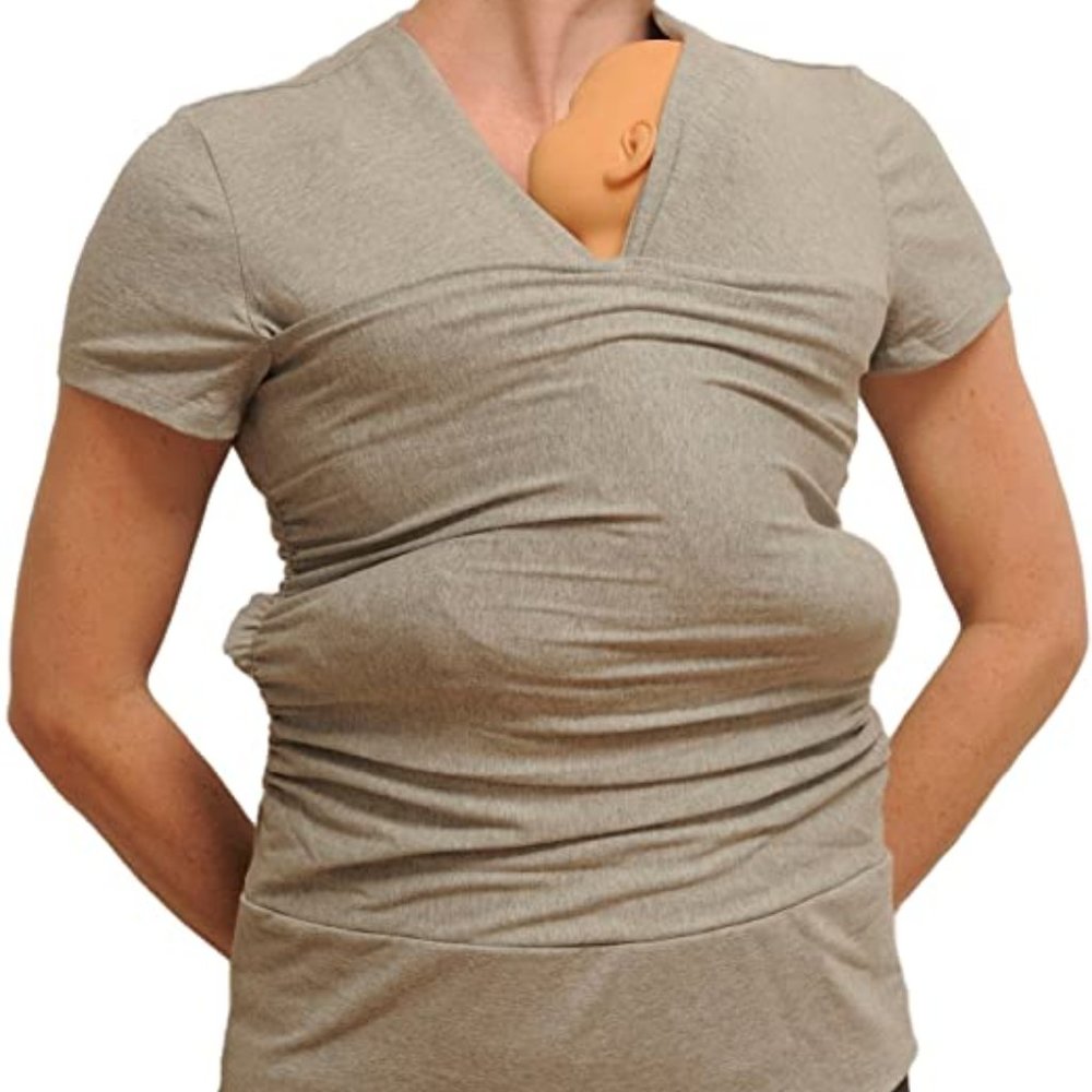 Vija Skin-to-skin Kangaroo Shirt in Heather Grey